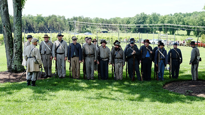 Civil War reenactors at The Winery at Bull Run in Centerville, Va.