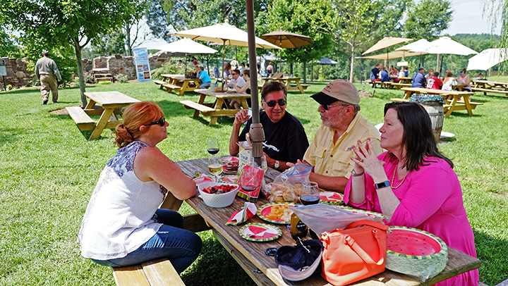 Enjoying a picnic lunch — and wine — at The Winery at Bull Run.